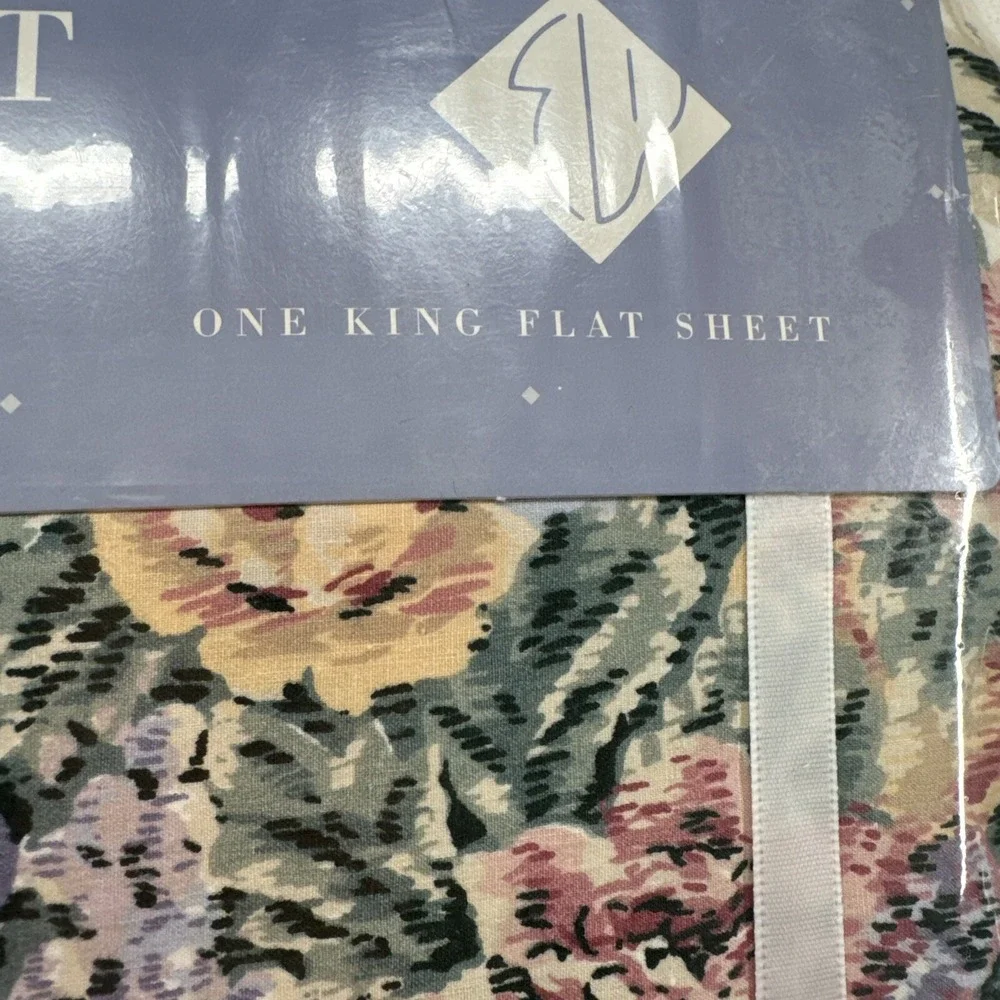 Vtg 80s Martex KING SIZE Flat Sheet‎ Eileen West Victorian Tapestry Floral New